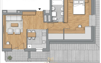 2-izbový podkrovný byt s balkónom | 64,83 m² | Novostavba | 163 500 € | Rajka