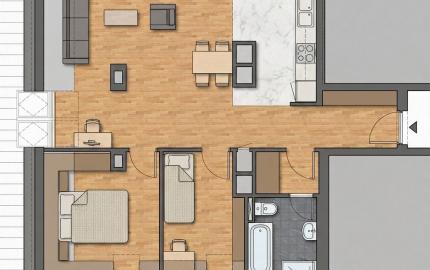 3-izbový podkrovný byt | 83,86 m² | Novostavba | 178 200 € | Rajka