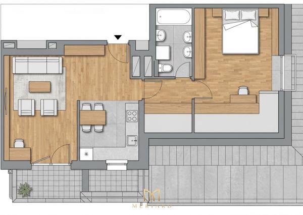 2-izbový podkrovný byt s balkónom | 64,83 m² | Novostavba | 163 500 € | Rajka