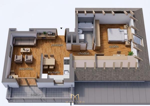 2-izbový podkrovný byt s balkónom | 64,83 m² | Novostavba | 163 500 € | Rajka