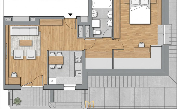 2-izbový podkrovný byt s balkónom | 64,83 m² | Novostavba | 163 500 € | Rajka - fotografia 18