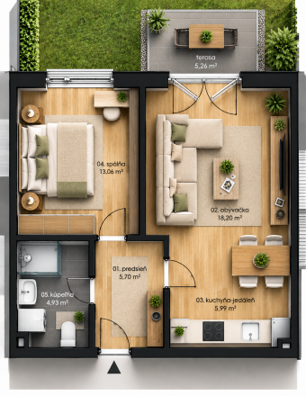 2-izbový byt v novostavbe | Terasa | Súkromná záhradka 40 m² | Klimatizácia | Rajka - fotografia 19